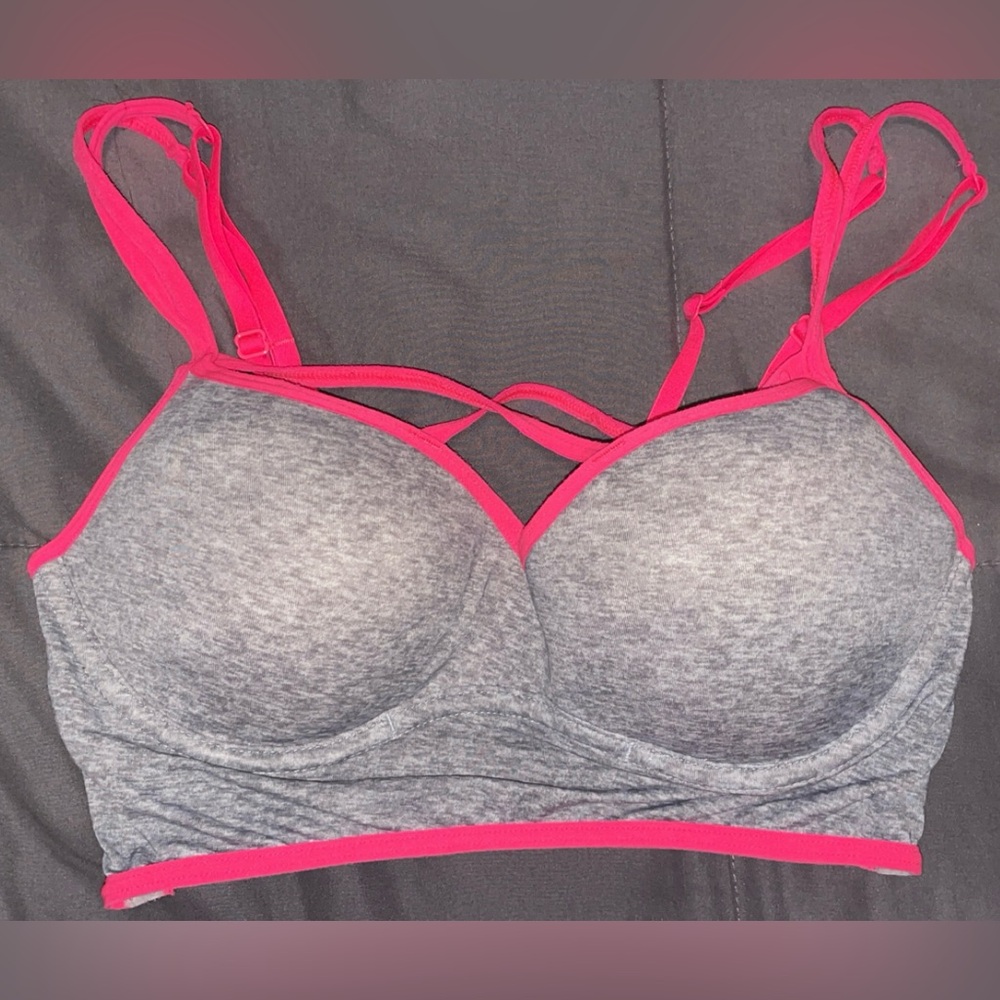 PINK Victoria's Secret Gray Bra with Pink Accents